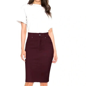 SUKO  Jeans burgundy Midi Denim Pencil Skirt size 8